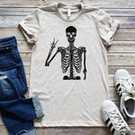 Heather Dust Skeleton Peach Sign Unisex Short Sleeve Tee