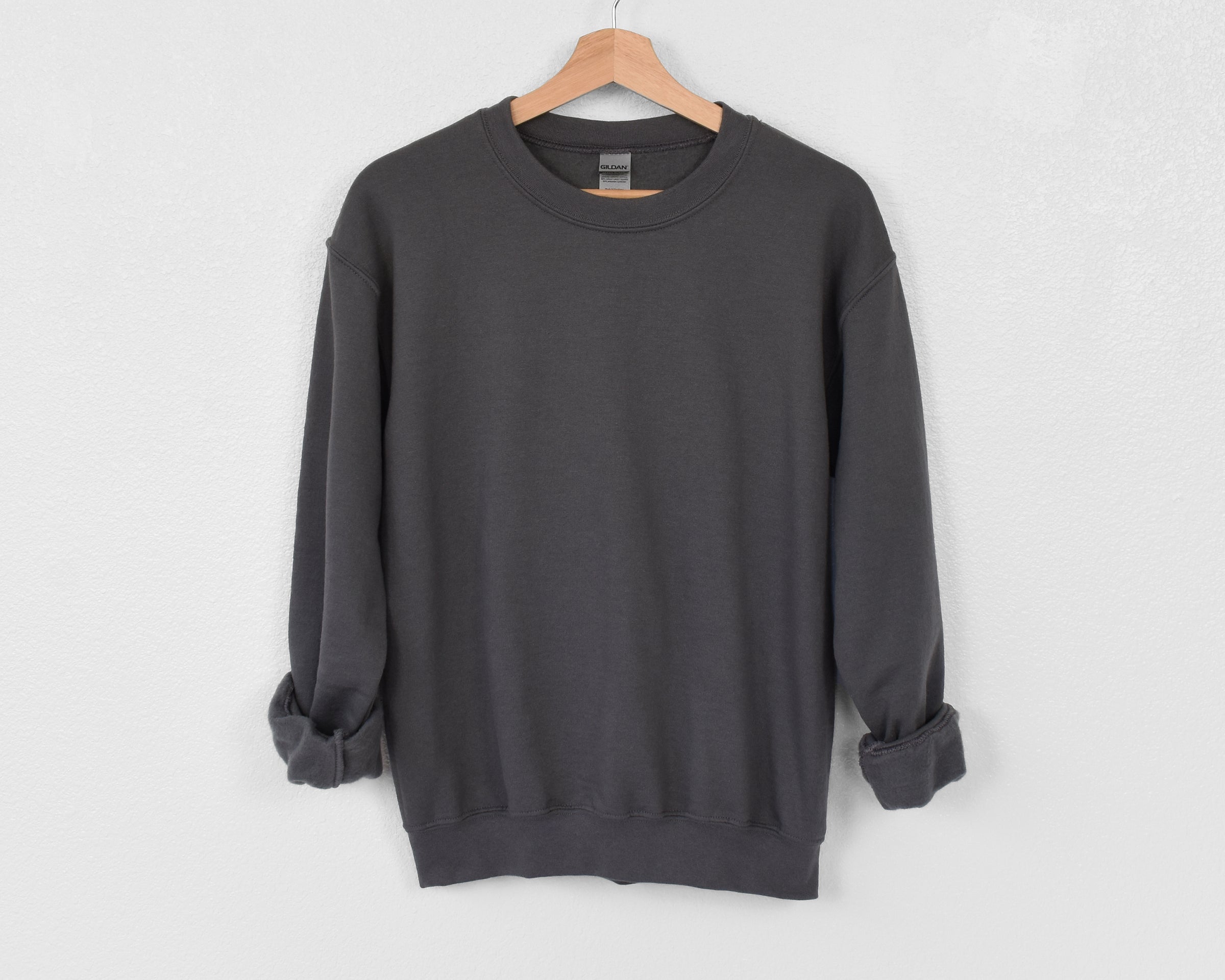 GILDAN CREWNECK SWEATSHIRT CHARCOAL – Loopty Loo Designs