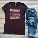 Oxblood Good Vibes Squared Unisex Short Sleeve Tee