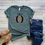 Forest Leopard Print Pumpkin Short Sleeve Tee