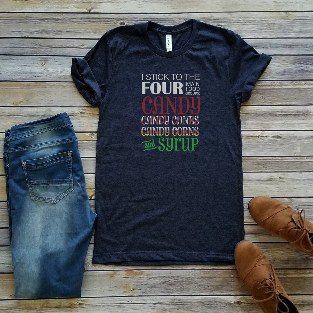 Navy Four Food Groups Unisex Short Sleeve Tee